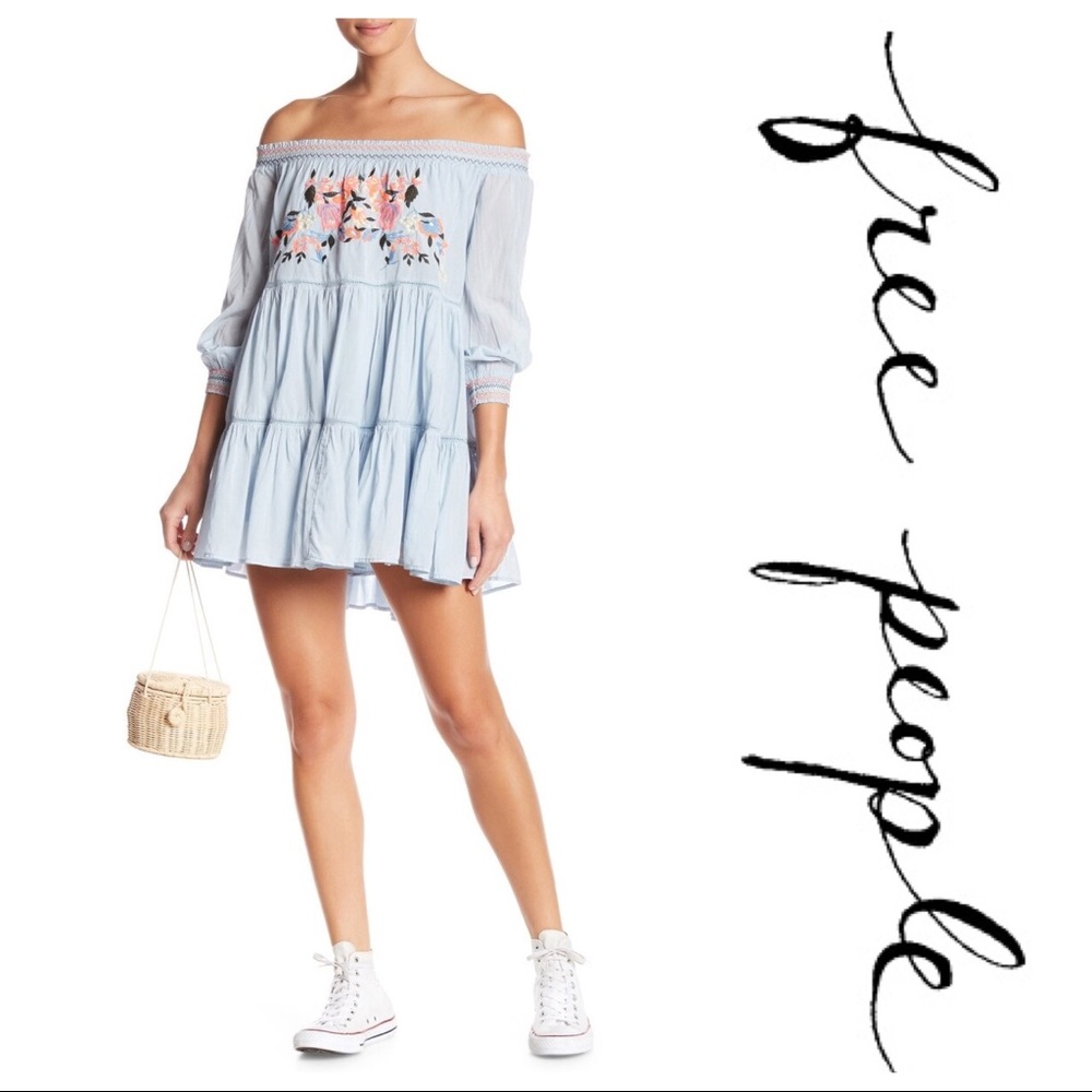 🌸 NWT! Free People Floral Embroidered Shift Dress